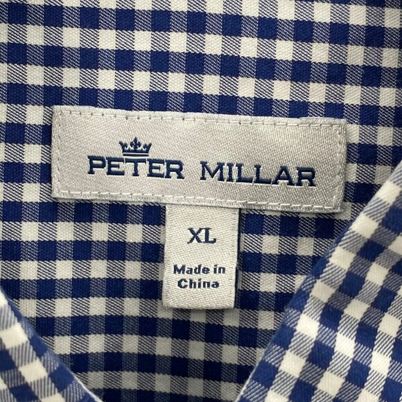 Peter Millar Cotton/Silk Blend Button Down Navy Shirt Men's Size XL - Picture 3 of 6